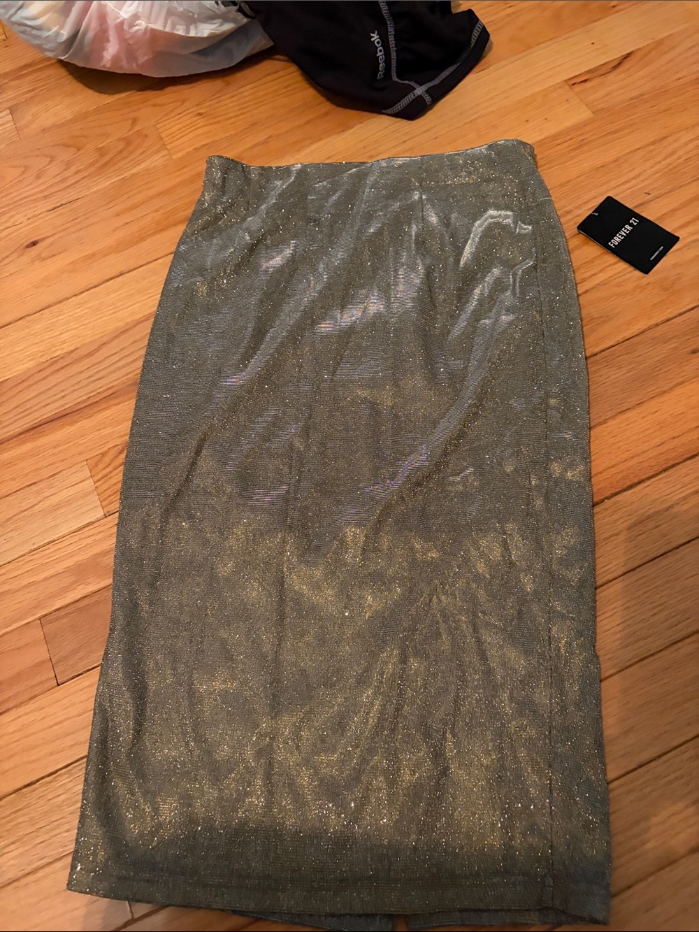 Forever 21 Gold Glitter Pencil Skirt